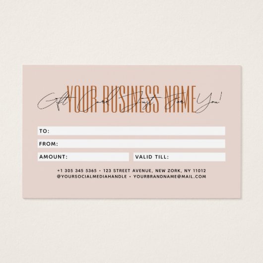 Modern script typography business gift card  visitekaartje (Achterkant)