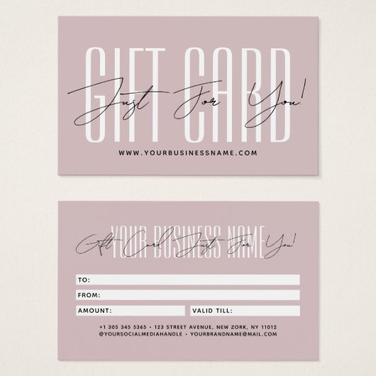 Modern script typography business gift card  visitekaartje (Voorkant /achterkant)