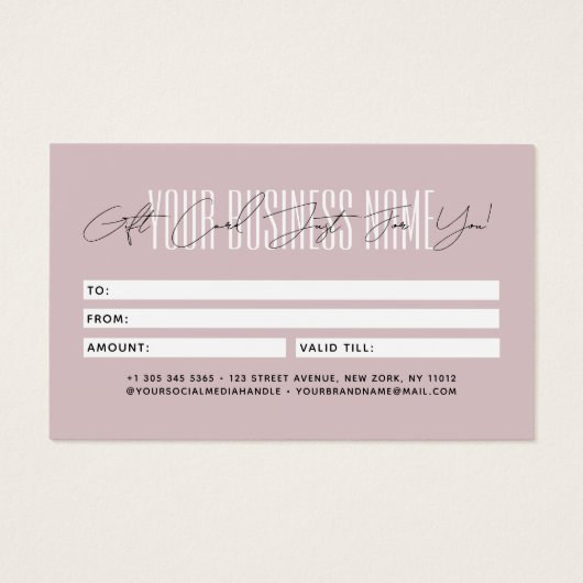 Modern script typography business gift card  visitekaartje (Achterkant)