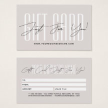 Modern script typography business gift card 