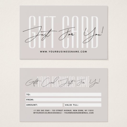 Modern script typography business gift card  visitekaartje (Voorkant /achterkant)