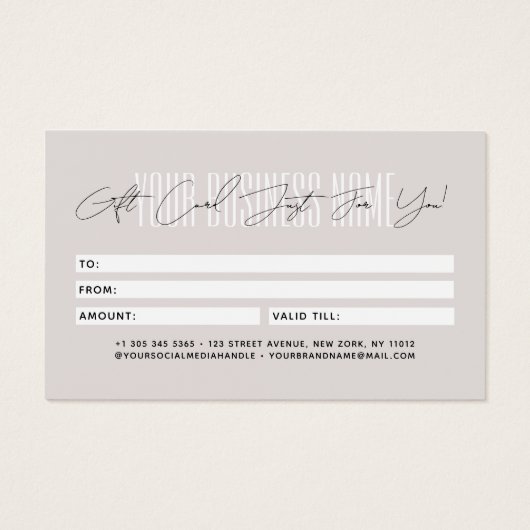 Modern script typography business gift card visitekaartje (Achterkant)