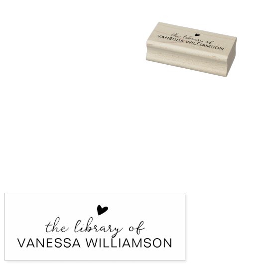 Modern Script Typography Custom Name Book Library  Rubberstempel (Gestempeld)