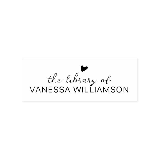 Modern Script Typography Custom Name Book Library  Rubberstempel (Afrduk)