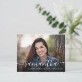 Modern Script Typography Photo Graduparty Kaart (Staand voorkant)