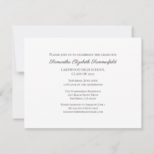 Modern Script Typography Photo Graduparty Kaart (Achterkant)