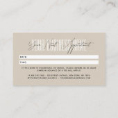 Modern script typography professional reminder afsprakenkaartje (Achterkant)