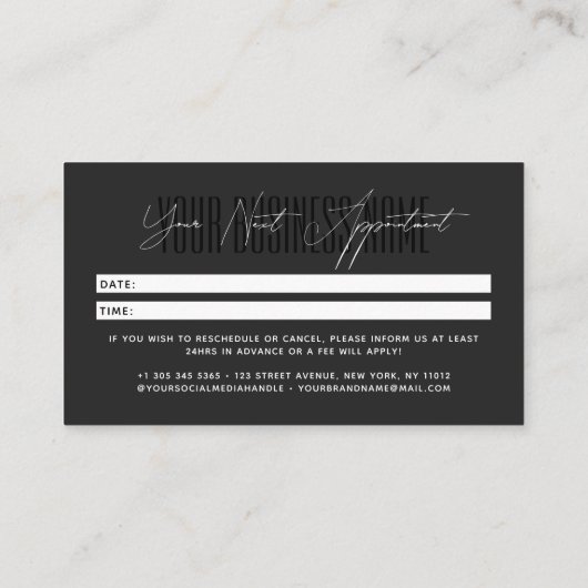 Modern script typography professional reminder afsprakenkaartje (Achterkant)