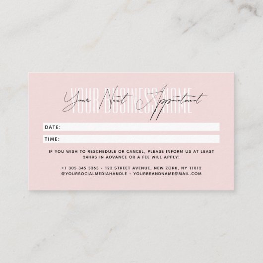 Modern script typography professional reminder afsprakenkaartje (Achterkant)