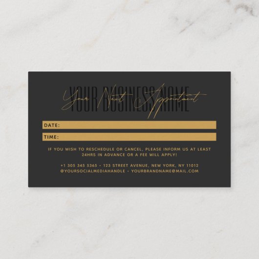 Modern script typography professional reminder afsprakenkaartje (Achterkant)