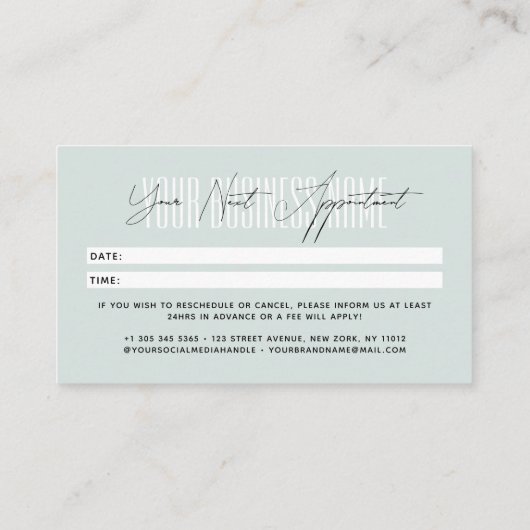Modern script typography professional reminder afsprakenkaartje (Achterkant)