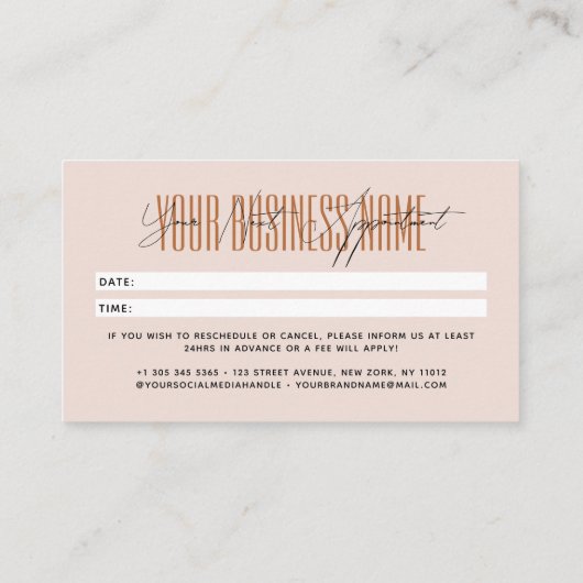 Modern script typography professional reminder afsprakenkaartje (Achterkant)