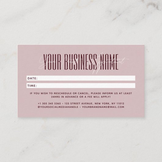 Modern script typography professional reminder afsprakenkaartje (Achterkant)