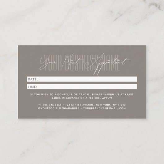Modern script typography professional reminder afsprakenkaartje (Achterkant)