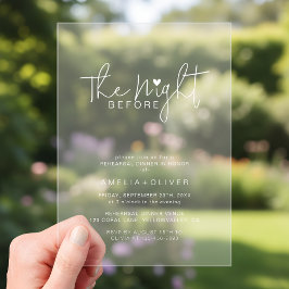 Modern Script Typography Rehearsal Dinner Acryl Uitnodigingen