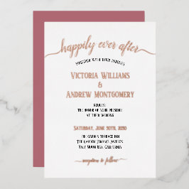 Modern Script Typography Roos Gold Wedding Folie Uitnodiging