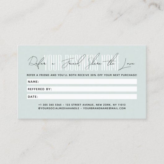 Modern script typography share the love aanbevelingskaartje (Achterkant)