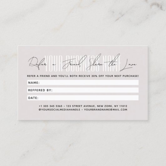 Modern script typography share the love aanbevelingskaartje (Achterkant)