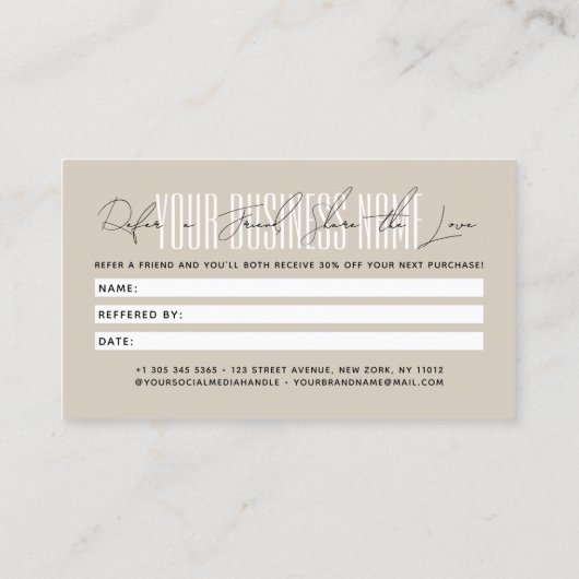 Modern script typography share the love aanbevelingskaartje (Achterkant)