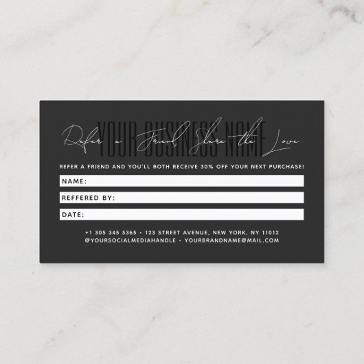 Modern script typography share the love aanbevelingskaartje (Achterkant)