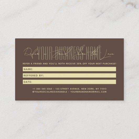 Modern script typography share the love aanbevelingskaartje (Achterkant)