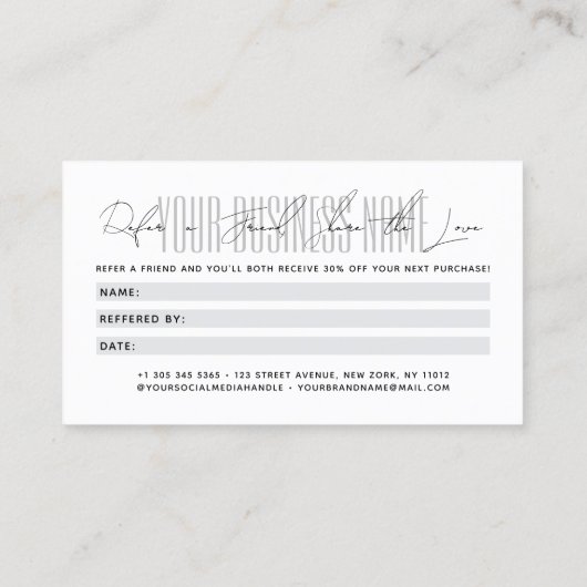 Modern script typography share the love aanbevelingskaartje (Achterkant)