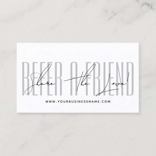 Modern script typography share the love aanbevelingskaartje (Voorkant)