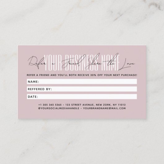 Modern script typography share the love aanbevelingskaartje (Achterkant)