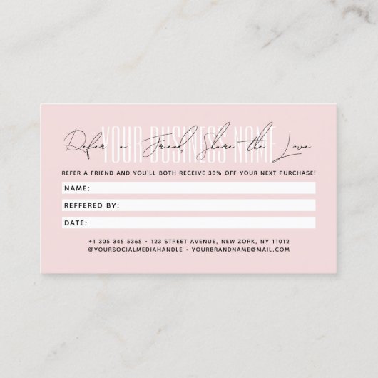 Modern script typography share the love aanbevelingskaartje (Achterkant)