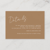 Modern Script Typography Terracotta Wedding Detail Informatiekaartje (Voorkant)