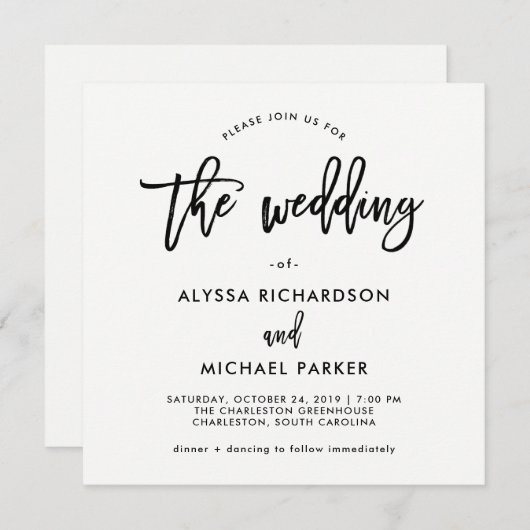 Modern script | Uitnodiging tot weddenschappen (Voorkant / Achterkant)