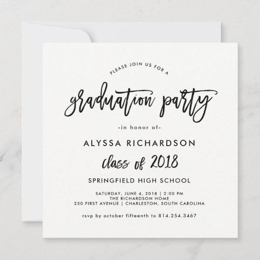 Modern script | Uitnodiging van de Graduation Part (Voorkant)