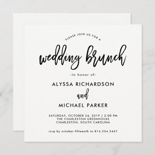 Modern script | Uitnodiging voor bruiloft Brunch (Voorkant / Achterkant)