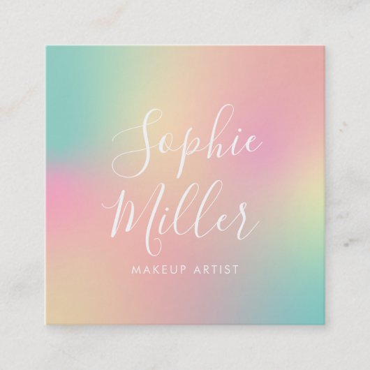 Modern Script Unicorn Gradiënt Mix 2 Vierkante Visitekaartje (Voorkant)