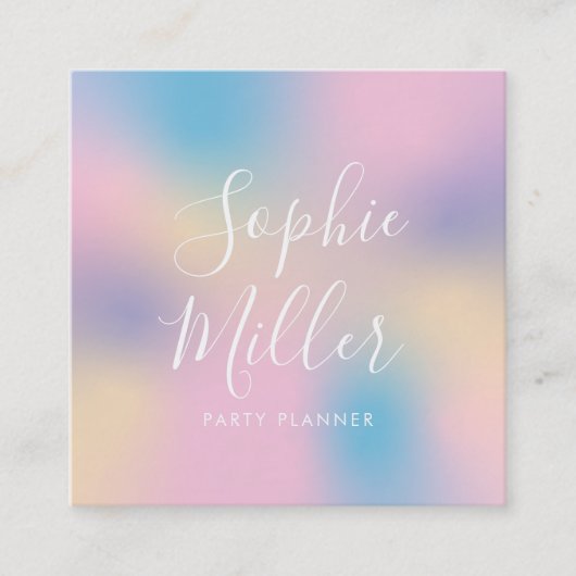 Modern Script Unicorn Gradiënt Mix 3 Vierkante Visitekaartje (Voorkant)