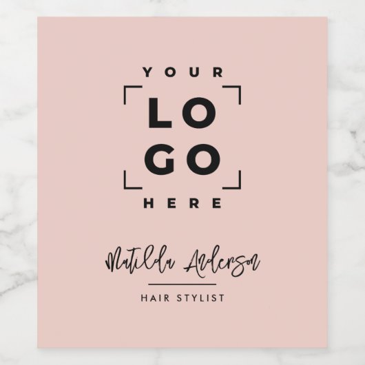 Modern script uw logo bedrijf branding roze wijn etiket (Enkel label)