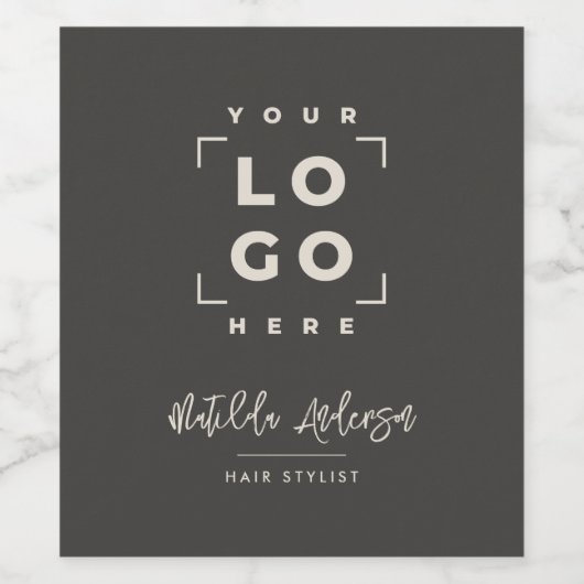 Modern script uw logo bedrijf branding zwart wijn etiket (Enkel label)