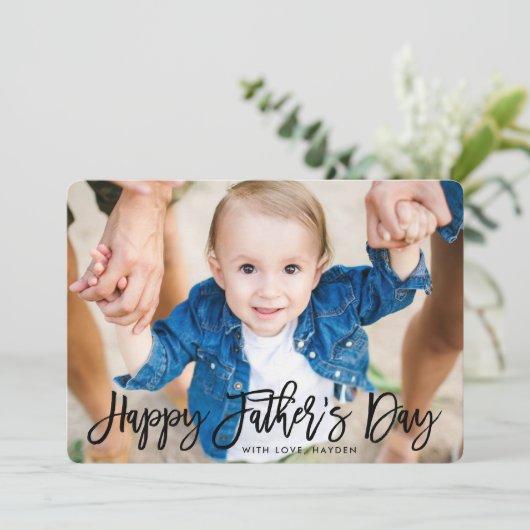 Modern script | Vaderdag-fotokaart Kaart (Staand voorkant)