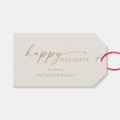 Modern script | Vakantie voor de Cream Gold Holida Cadeaulabel (Voorkant (Horizontaal))