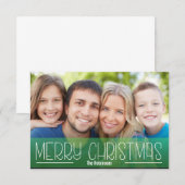 MODERN SCRIPT VAKANTIEFOTO VROLIJK KERSTGROEN KAART (Voorkant / Achterkant)