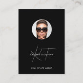 Modern Script Vastgoed Foto Realtor QR Code Visitekaartje (Voorkant)