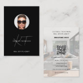 Modern Script Vastgoed Foto Realtor QR Code Visitekaartje (Voorkant / Achterkant)