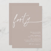 Modern Script Veertigste verjaardag Party uitnodig Kaart (Voorkant / Achterkant)