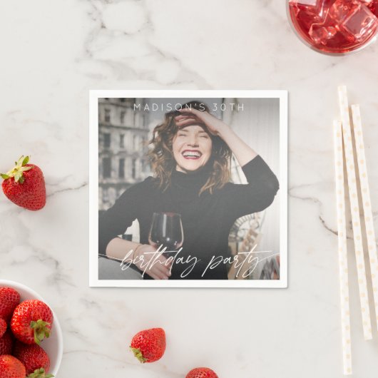 Modern Script Verjaardagsfeestfoto Servet (Insitu)