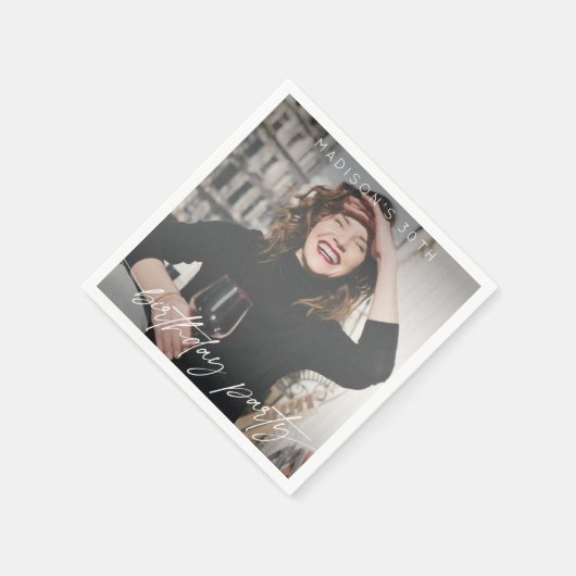 Modern Script Verjaardagsfeestfoto Servet (Hoek)