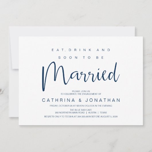 Modern script, Verloving Dinner Party Celebration Kaart (Voorkant)