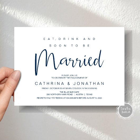 Modern script, Verloving Dinner Party Celebration Kaart