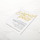 MODERN SCRIPT verrassing verjaardagsfeest zwart go Folie Uitnodiging (Gedraaid)