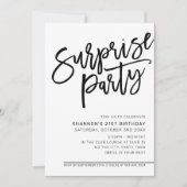 MODERN SCRIPT verrassingsverjaardagsfeest zwart wi Kaart (Voorkant)