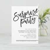 MODERN SCRIPT verrassingsverjaardagsfeest zwart wi Kaart (Staand voorkant)